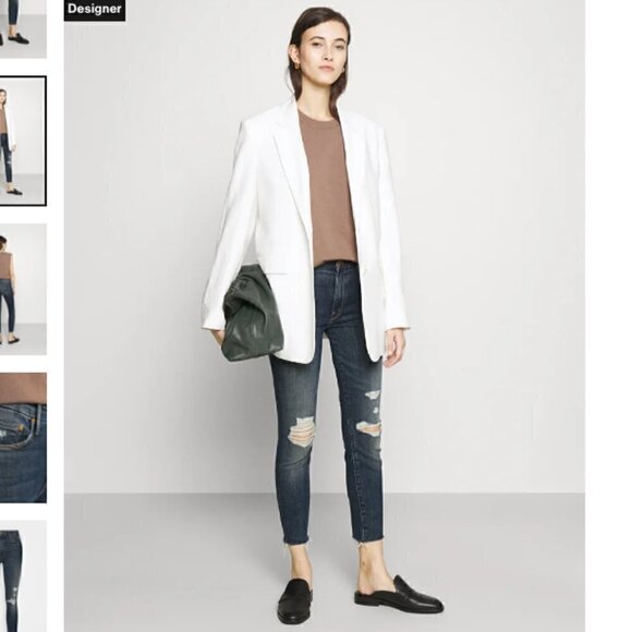 MOTHER High Waisted Rider Ankle Fray Distressed Cropped Skinny Jeans - 28" - Picture 13 of 14